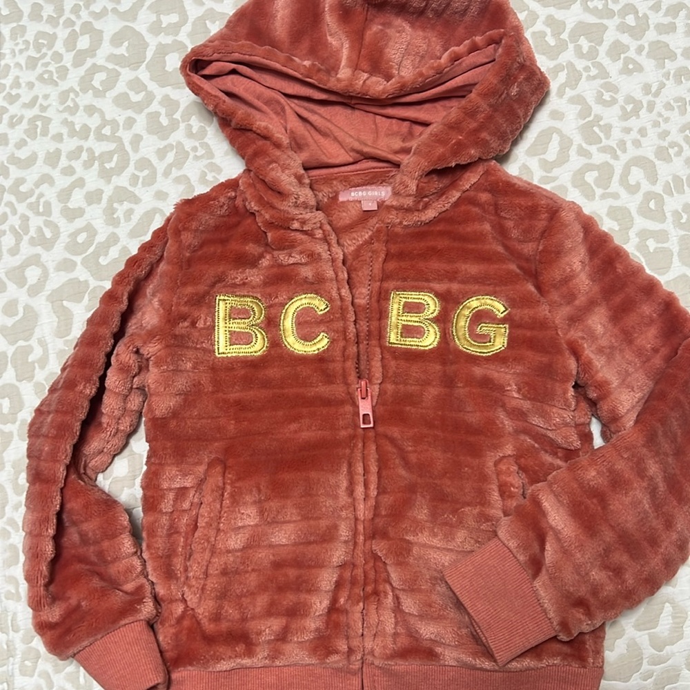 Girls soft fuzzy zip up hoodie sweatshirt tres with pockets